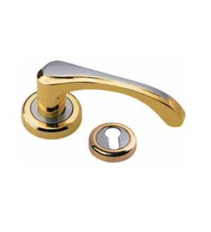 Olimpia on Round Rose Stain Nickel Gold Brass Door Lever Handle Contemporary on Rose