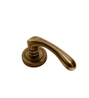 Opal on Round Rose Antique Brass Door Lever Handle Contemporary on Rose