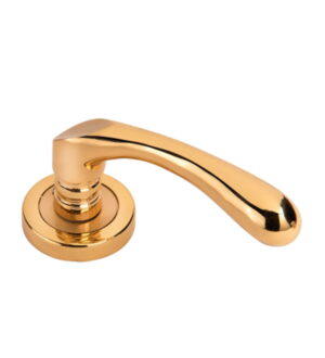 Opal on Round Rose Full Gold Brass Door Lever Handle Contemporary on Rose