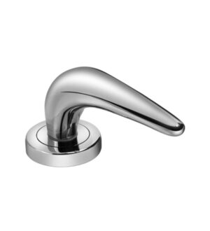 Rondo on Round Rose Brushed Nickel Brass Door Lever Handle Contemporary on Rose