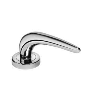 Rondo on Round Rose Chrome Plated Brass Door Lever Handle Contemporary on Rose