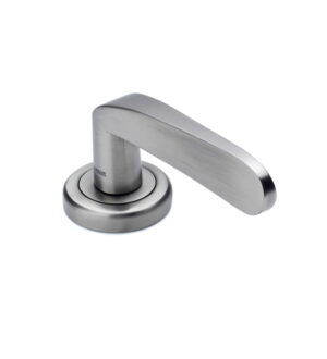 Tango on Round Rose Brushed Nickel Brass Door Lever Handle Contemporary on Rose