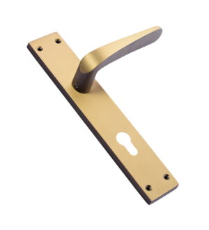 Tango Antique Gold Brass Door Lever Handle Contemporary on Plate