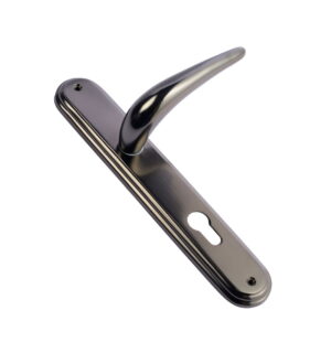 Rondo Black Matt Brass Door Lever Handle Contemporary on Plate