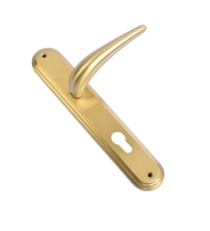 Rondo Gold Stain Brass Door Lever Handle Contemporary on Plate
