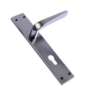 Tango Black Matt Brass Door Lever Handle Contemporary on Plate
