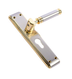 Tatvam Satin Nickel Gold Brass Door Lever Handle Contemporary on Plate